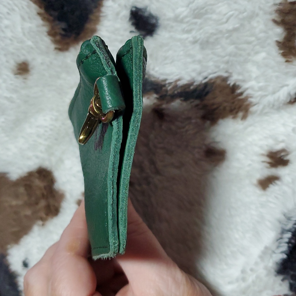 Portland Leather Zip-Zap Duo Leather Wallet Dual Zipper Closures Green Pebbled - Picture 12 of 14